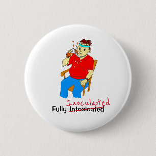 Funny Fully Vaccinated Cartoon Male 6 Cm Round Bad Badge