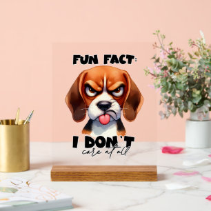 Funny fun fact care word art dog acrylic sign