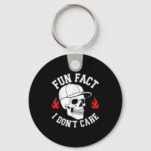 Funny Fun Fact I Don't Care Skeleton Sarcastic Adu Key Ring
