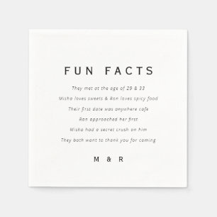 Funny, fun facts minimalist wedding napkin