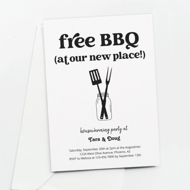 Funny Fun Free BBQ Housewarming Party Invitation (Creator Uploaded)