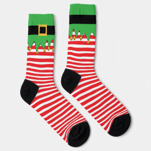 Funny Fun Quirky Elf Jingle! Candy Striped Socks
