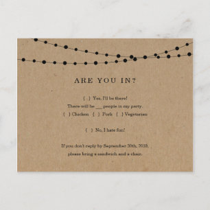 Funny & Fun RSVP Postcard - Rustic Kraft
