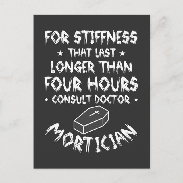 Funny Funeral Director Humour Mortician Profession Postcard (Front)