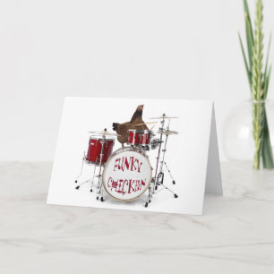 Funny FUNKY CHICKEN DRUMMER greeting Card