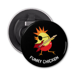 Funny Funky Chicken Playing Guitar Bottle Opener