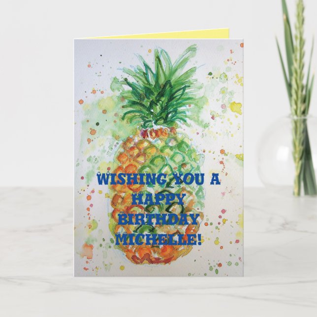 Funny Funky Pineapple Fruit humor Birthday Card (Front)