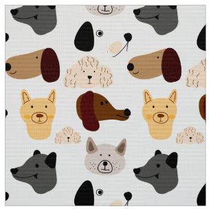 Funny Funky quirky Cartoon Dogs Pattern Fabric