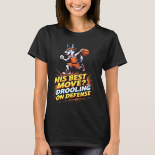 Funny Funny Basketball Gift for Siberian Husky Dog T-Shirt