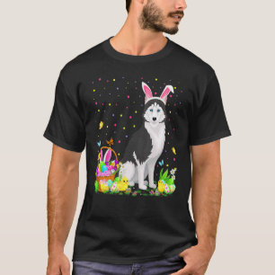 Funny Funny Easter Egg Hunting Siberian Husky Dog T-Shirt
