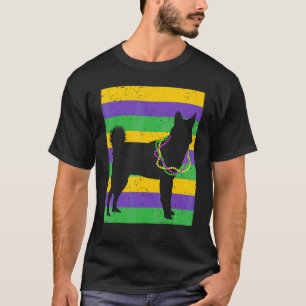 Funny Funny Mardi Gras Husky Dog Beads And Jester T-Shirt