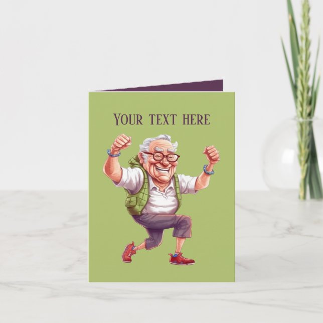 funny funny old man add message  card (Front)