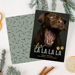 Funny Fur La La Pet Christmas Foil Holiday Card