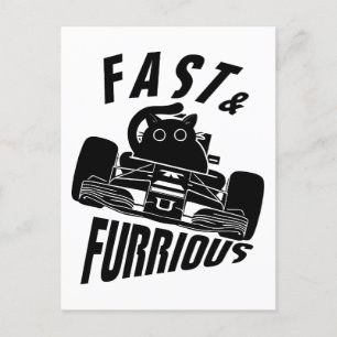Funny FURRurious car driving cat Postcard