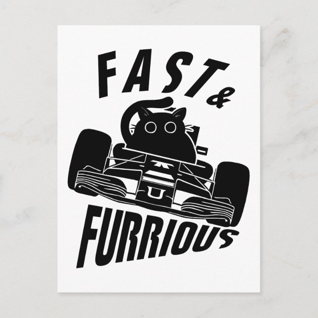 Funny FURRurious car driving cat Postcard (Front)