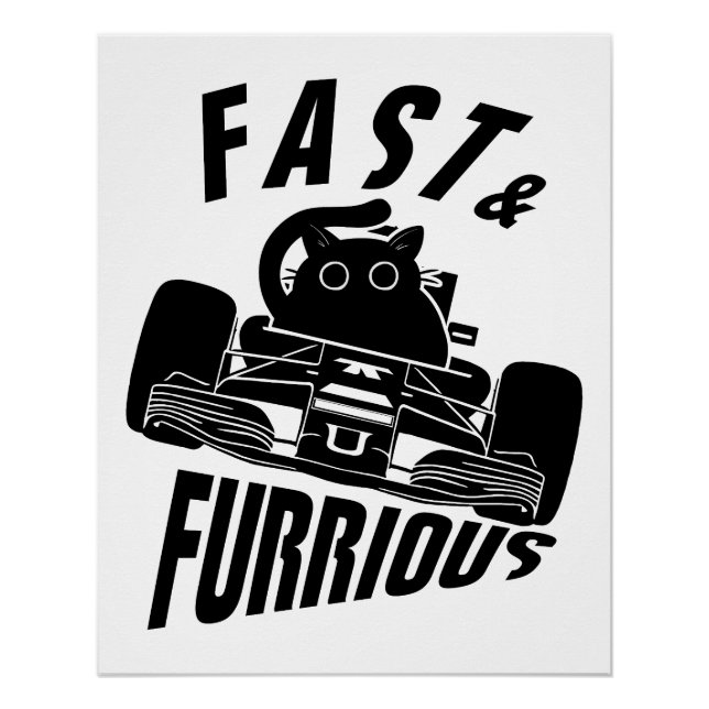 Funny FURRurious car driving cat Poster (Front)