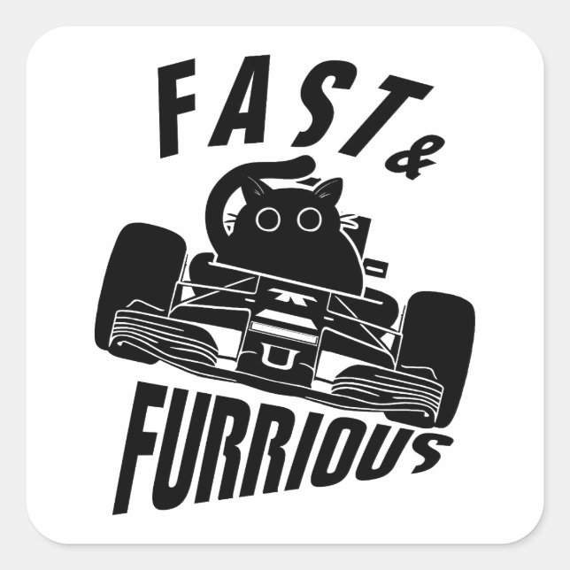 Funny FURRurious car driving cat Square Sticker (Front)