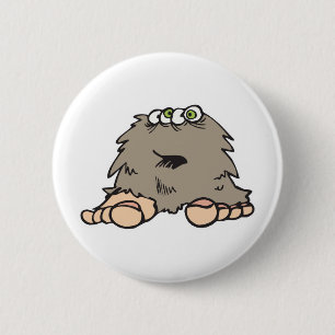 funny furry bigfoot monster 6 cm round badge