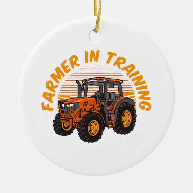 Funny Future Farmer In Training Tractor Farming Ceramic Tree Decoration (Front)