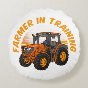Funny Future Farmer In Training Tractor Farming Round Cushion
