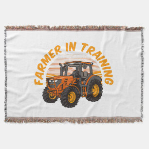 Funny Future Farmer In Training Tractor Farming Throw Blanket