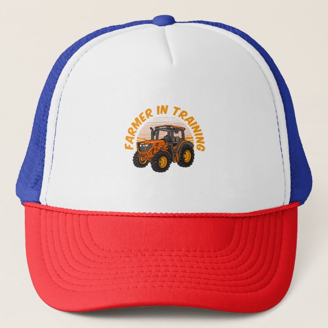 Funny Future Farmer In Training Tractor Farming Trucker Hat (Front)