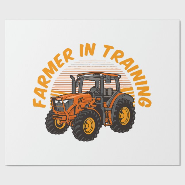Funny Future Farmer In Training Tractor Farming Wrapping Paper (Flat)
