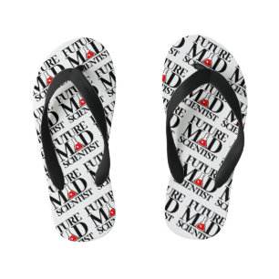 Funny Future Mad Scientist with Chemistry Beaker Kid's Flip Flops