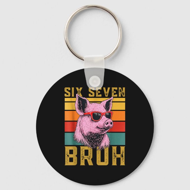 Funny G 67 6 7 Six Seven Meme Animal Retro Design  Key Ring (Front)
