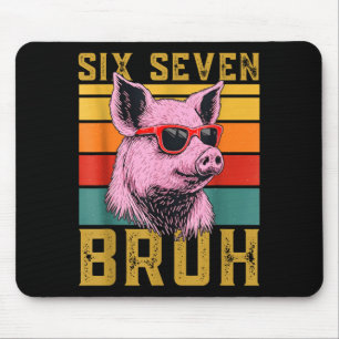 Funny G 67 6 7 Six Seven Meme Animal Retro Design Mouse Mat