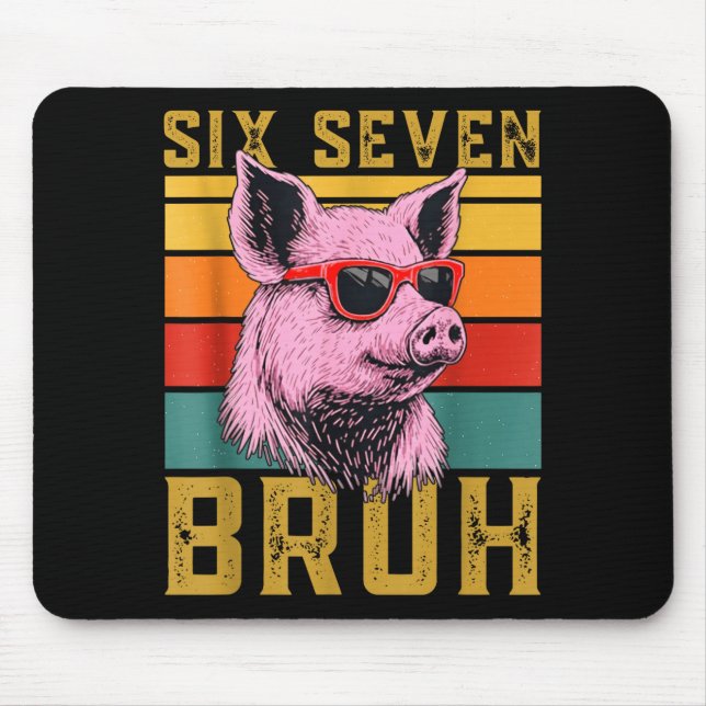 Funny G 67 6 7 Six Seven Meme Animal Retro Design  Mouse Mat (Front)