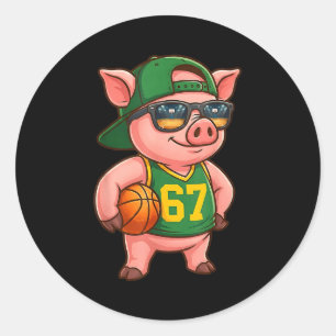 Funny G Basketball 67 Gen Alpha Slang Srts Men Boy Classic Round Sticker