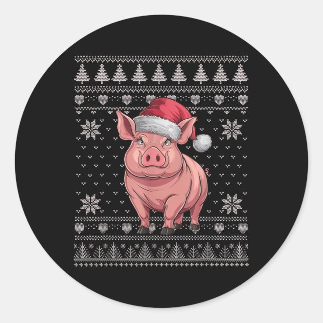 Funny G Ugly Christmas Sweater Santa Xmas Pjs  Classic Round Sticker (Front)