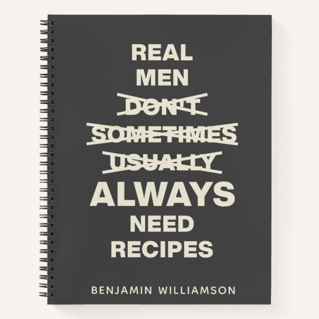 Funny Gag Gift Men Name Black Blank Recipe Notebook (Front)