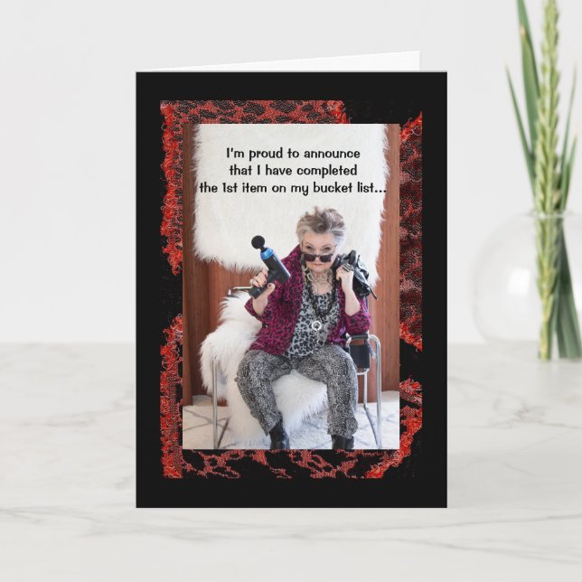 Funny Gal and finishing 1st item on bucket list Card (Front)