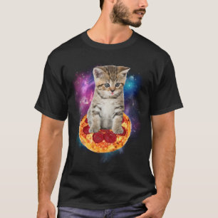 Funny Galaxy Cat in Space - Cat riding Pizza and T T-Shirt