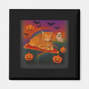 Funny Galaxy Cat In Space Cat Riding Pizza Hallowe Magnet