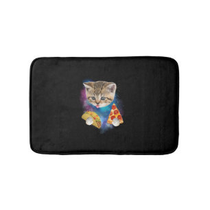Funny Galaxy Cat Shirt _ Space Cat Eat Pizza and T Bath Mat
