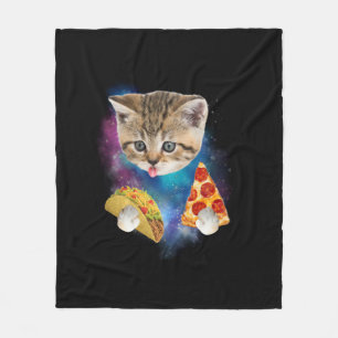 Funny Galaxy Cat Shirt _ Space Cat Eat Pizza and T Fleece Blanket