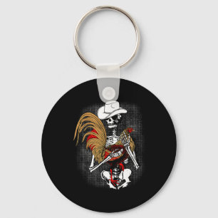 Funny Gallero Red Rooster Chicken Skeleton  Key Ring