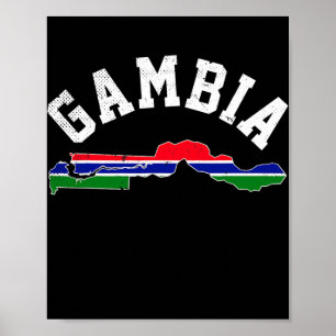 Funny Gambia Flag Map Men Women Kid Patriotic  Poster