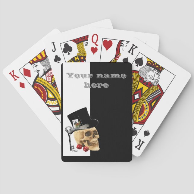 Funny gambler skull playing cards (Back)