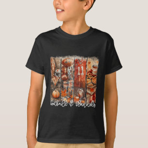 Funny Game Day Football & Flannels Fall Vibes T-Shirt