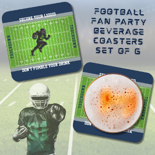 Funny Game Day Football Field Drink Coaster