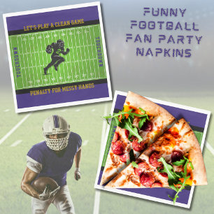 Funny Game Day Purple Football Field Party Napkins