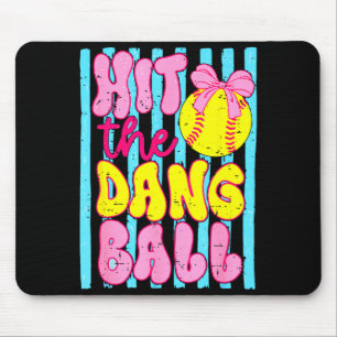 Funny game day softball mum team sport hit the mouse mat
