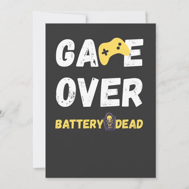 Funny Game Over Battery Dead Art Invitation (Front)