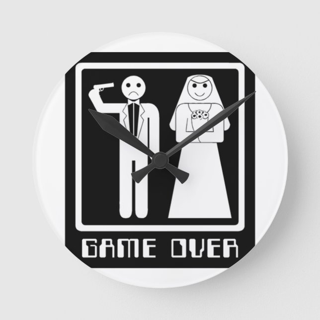 Funny Game Over Round Clock (Front)