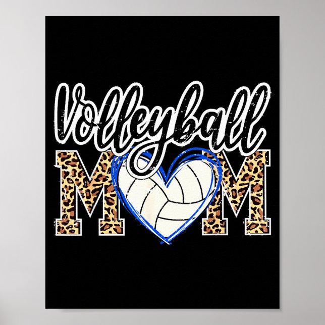 Funny Game Women Volleyball Leopard Ball Mum Mothe Poster (Front)