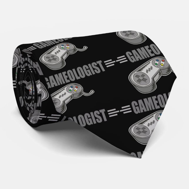 Funny Gameologist Video Gaming Gamer Tie (Rolled)